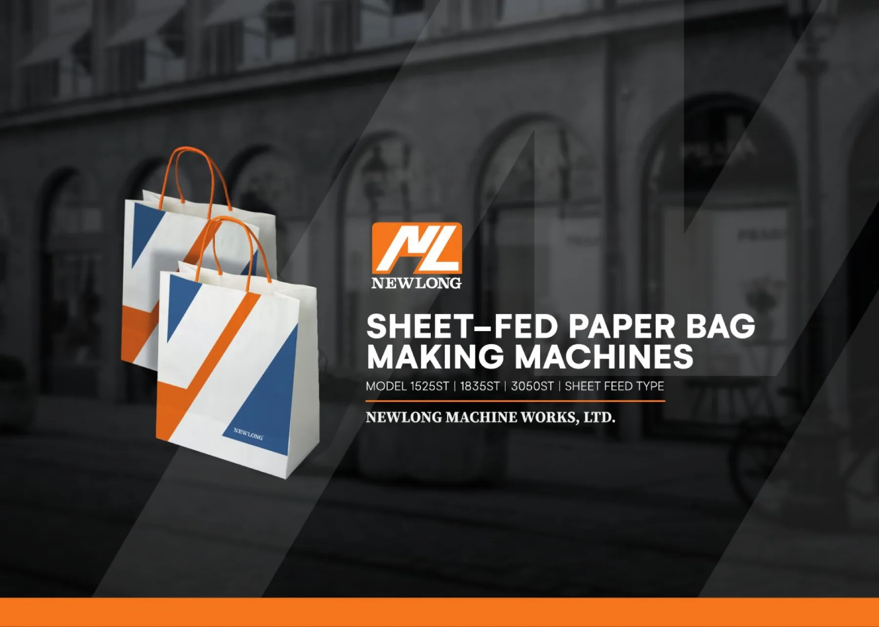 Newlong Sheet-Fed brochure: cover met Sheet-Fed Paper Bag Making Machines